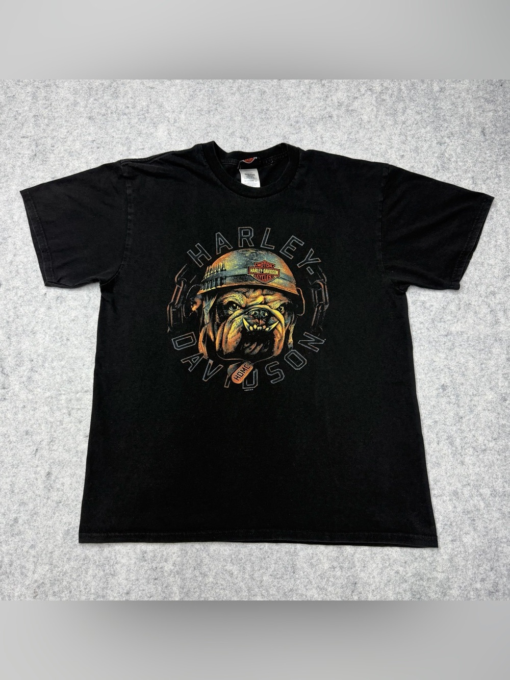 Harley Davidson Mens Bulldog Graphic Shirt Large Black Joplin MO Bonnie & Clyde